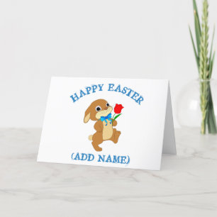 Personalisierter glücklicher Osterhase mit Feiertagskarte