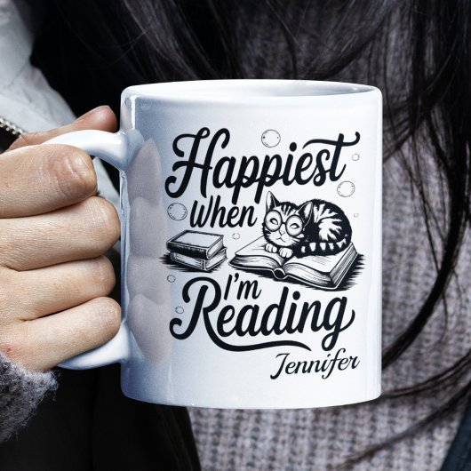 Personalisierter Glücklichsten, wenn ich Bücherwur Kaffeetasse