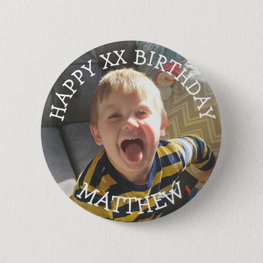 Personalisierter Glückwunsch Geburtsname und Alter Button (Vorderseite)