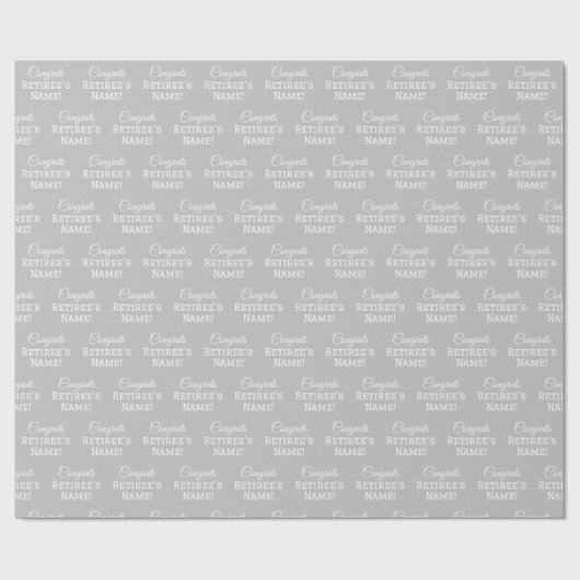 Personalisierter Glückwunsch Name White on Silver Geschenkpapier (Flach)