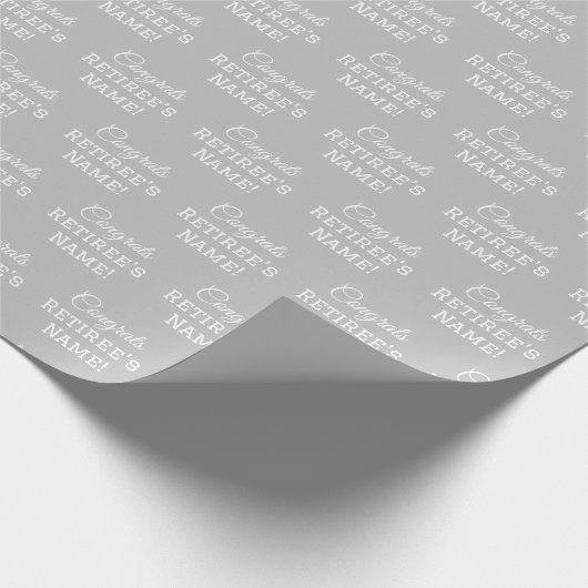 Personalisierter Glückwunsch Name White on Silver Geschenkpapier (Ecke)