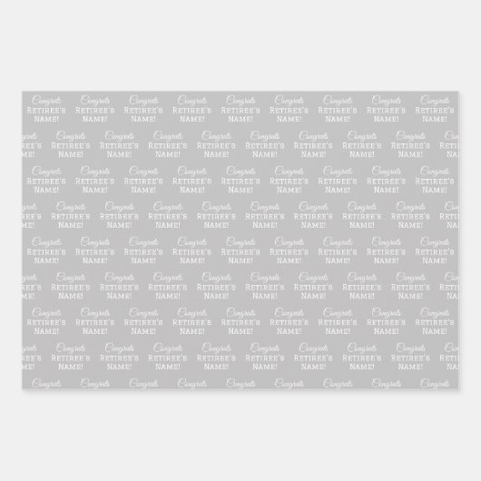 Personalisierter Glückwunsch Name White on Silver Geschenkpapier Set (Vorderseite 3)