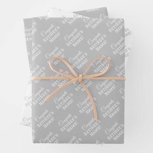 Personalisierter Glückwunsch Name White on Silver Geschenkpapier Set (Beispiel)