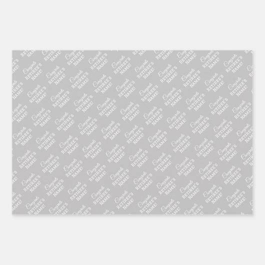 Personalisierter Glückwunsch Name White on Silver Geschenkpapier Set (Vorderseite)