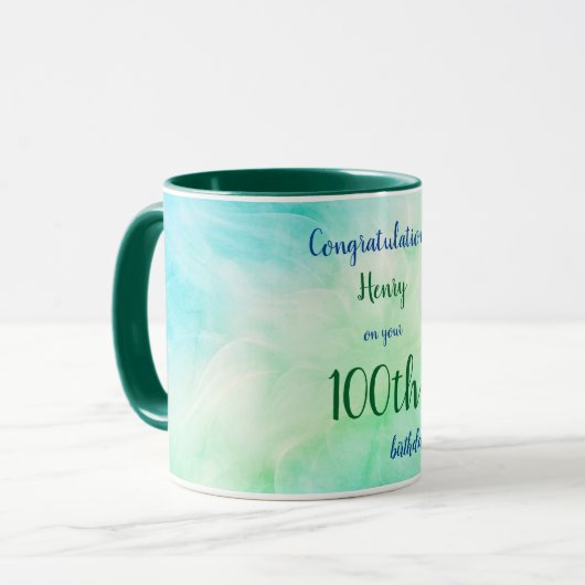 Personalisierter Glückwunsch zum 100. Geburtstag Tasse (Vorderseite Links)