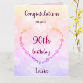 Personalisierter Glückwunsch zum 90. Geburtstag Karte (Gelbe Blume)