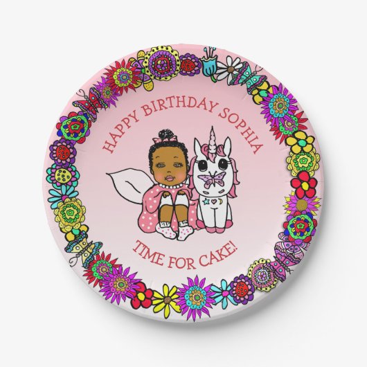 Personalisierter Glückwunsch zum Geburtstag Fairy Pappteller (Vorderseite)