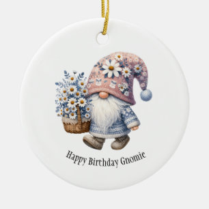 Personalisierter Glückwunsch zum Geburtstag Gnome  Keramik Ornament