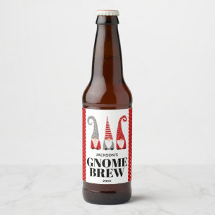 Personalisierter Gnom-Brew-Weihnachten Schwedische Bierflaschenetikett