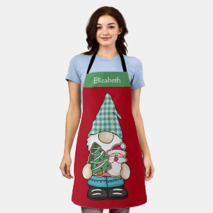 Personalisierter Gnom Rot Grün Weihnachten Feierta Schürze