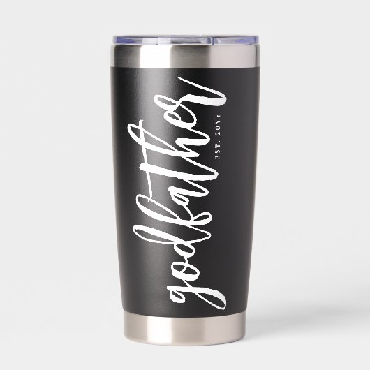 Personalisierter Godvater Brush Script Typografie Thermobecher (Vorderseite)