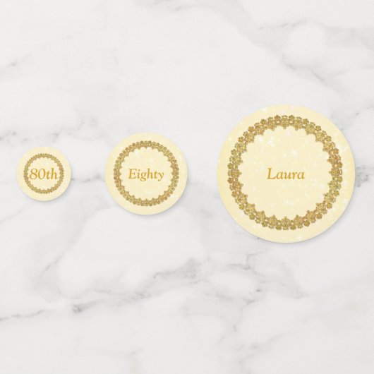 Personalisierter Gold 80. Geburtstag Konfetti (Vorderseiten)
