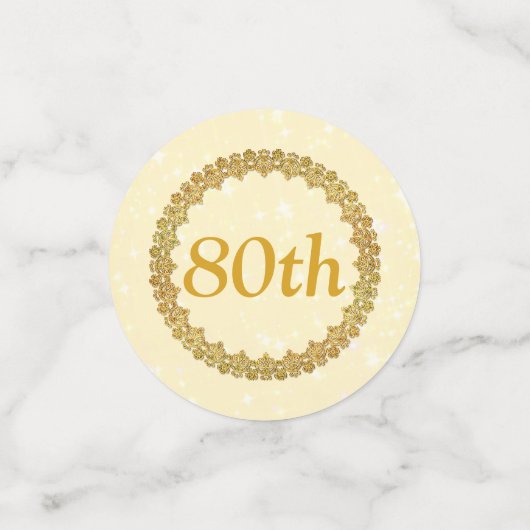 Personalisierter Gold 80. Geburtstag Konfetti (Klein Vorderseite)