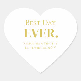 Personalisierter Gold Best Day Herz-Aufkleber