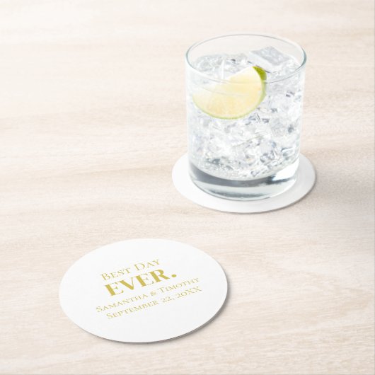 Personalisierter Gold Best Day Runder Pappuntersetzer (Vor Ort)