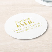 Personalisierter Gold Best Day Runder Pappuntersetzer (Angewinkelt)