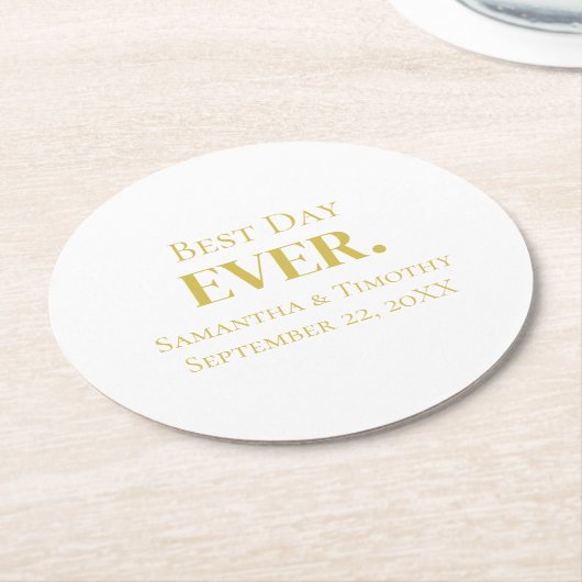 Personalisierter Gold Best Day Runder Pappuntersetzer (Angewinkelt)