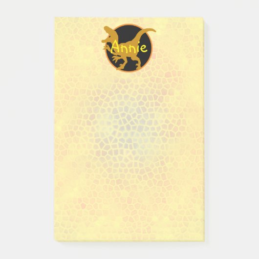 Personalisierter Gold-Dinosaurier Post-it Klebezettel (Vorderseite)