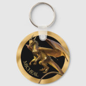 Personalisierter Gold Dragon Fantasy Schlüsselanhä Schlüsselanhänger (Vorderseite)