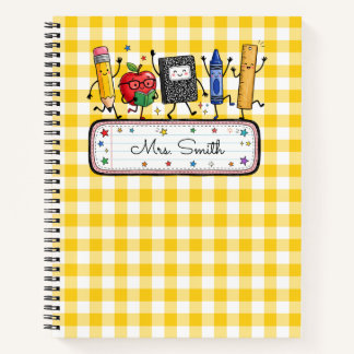 Personalisierter Gold-Gingham-Lehrer Notizblock