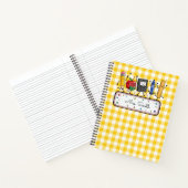 Personalisierter Gold-Gingham-Lehrer Notizblock (Innenseite)