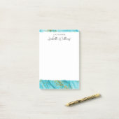 Personalisierter Gold Glitzer Blaue Farbe Post-it Klebezettel (Auf Schreibtisch)
