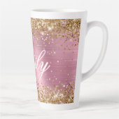 Personalisierter Gold Glitzer Hellrosa Folie Milchtasse (Rechts)
