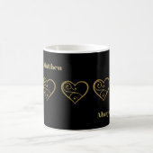 Personalisierter Gold Glitzer Hörer auf Schwarz Kaffeetasse (Mittel)