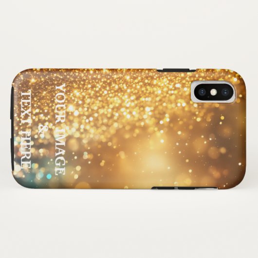 Personalisierter Gold Glitzer Ihr eigenes Foto Case-Mate iPhone Hülle (Rückseite (Horizontal))