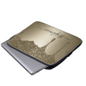 Personalisierter Gold Glitzer Tropfen Notebook-Sie Laptopschutzhülle (Vorne Knopf)