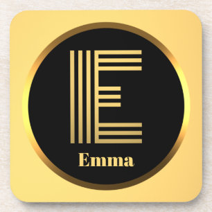 Personalisierter Gold-Mit Monogramm Buchstabe E Getränkeuntersetzer