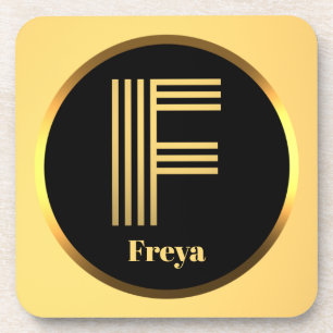 Personalisierter Gold-Mit Monogramm Buchstabe F Getränkeuntersetzer