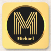 Personalisierter Gold-Mit Monogramm Buchstabe M Getränkeuntersetzer (Vorderseite)