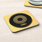 Personalisierter Gold-Mit Monogramm Buchstabe O Getränkeuntersetzer (Linke Seite)