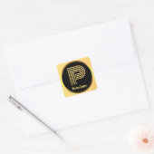 Personalisierter Gold-Mit Monogramm Buchstabe P Quadratischer Aufkleber (Umschlag)