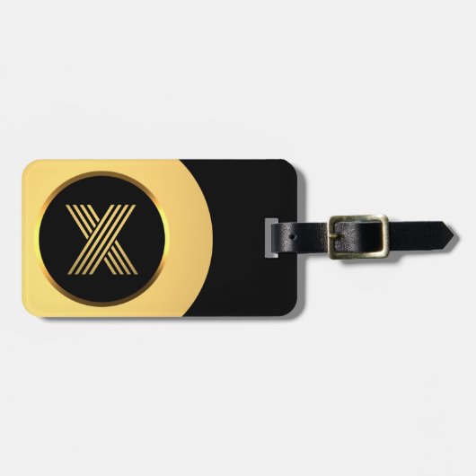 Personalisierter Gold Mit Monogramm Letter X Gepäc Gepäckanhänger (Vorderseite horizontal)