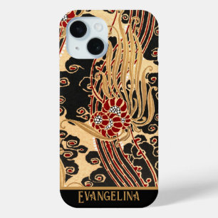 Personalisierter Gold- und schwarzer floraler Art Case-Mate iPhone Hülle