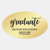 Personalisierter Goldabschluss 2018 Ovaler Aufkleber (Vorderseite)