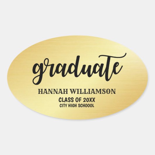 Personalisierter Goldabschluss 2018 Ovaler Aufkleber (Vorderseite)