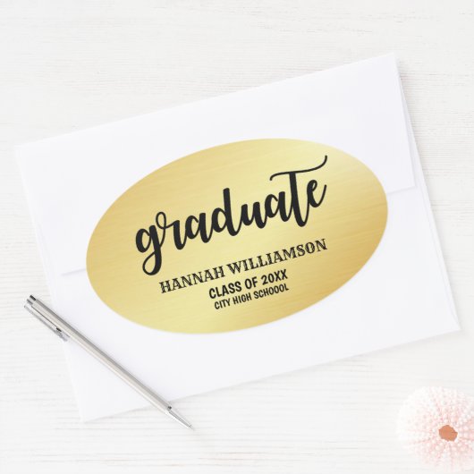 Personalisierter Goldabschluss 2018 Ovaler Aufkleber (Umschlag)