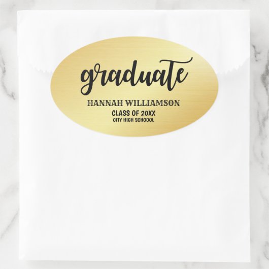 Personalisierter Goldabschluss 2018 Ovaler Aufkleber (Tasche)