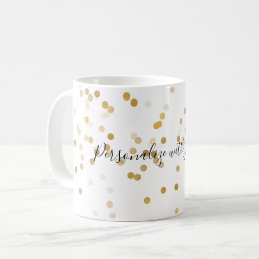 Personalisierter GoldConfetti Kaffeetasse (Vorderseite Links)