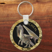 Personalisierter Golddrache Schlüsselanhänger (Vorderseite)