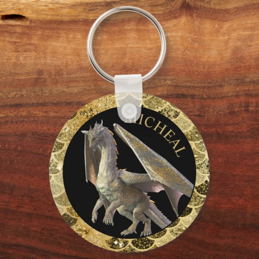 Personalisierter Golddrache Schlüsselanhänger (Vorderseite)