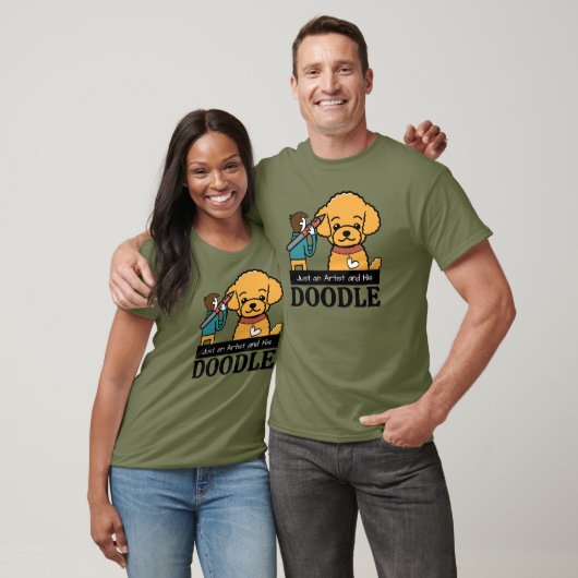 Personalisierter Golden Doodle Hund Künstler Männe T-Shirt (Unisex)