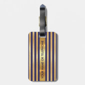 Personalisierter Golden Marine Stripes Minimalismu Gepäckanhänger (Rückseite vertikal)