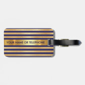 Personalisierter Golden Marine Stripes Minimalismu Gepäckanhänger (Rückseite horizontal)