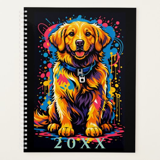 Personalisierter Golden Retriever Farbsplash-Plane Planer (Vorderseite)