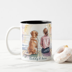 Personalisierter Golden Retriever-Mama-Becher - In Zweifarbige Tasse