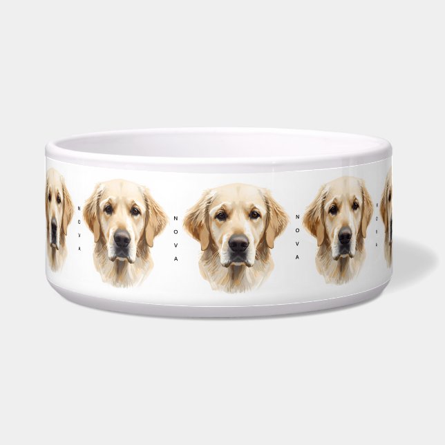 Personalisierter Golden Retriever Wasserfarbe Kera Napf (Vorderseite)